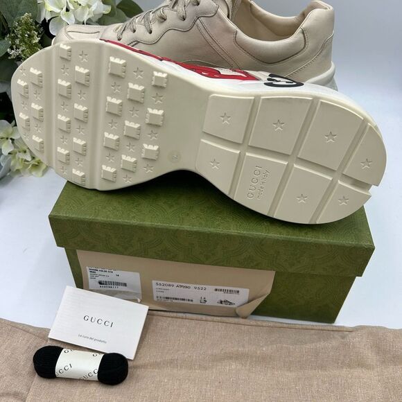 Men’s Gucci rython maxi mouth leather sneakers, size 14, made in Italy - Picture 8 of 10